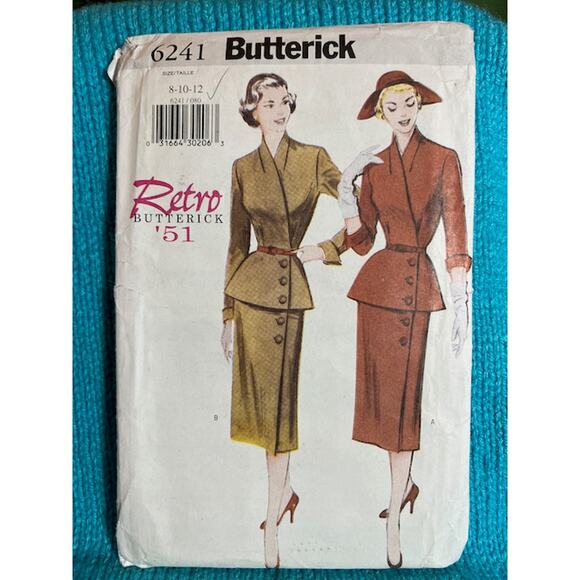 Butterick Sewing pattern 6241 retro 1050s suit blazer skirt sz 8 10 12 - Picture 1 of 6